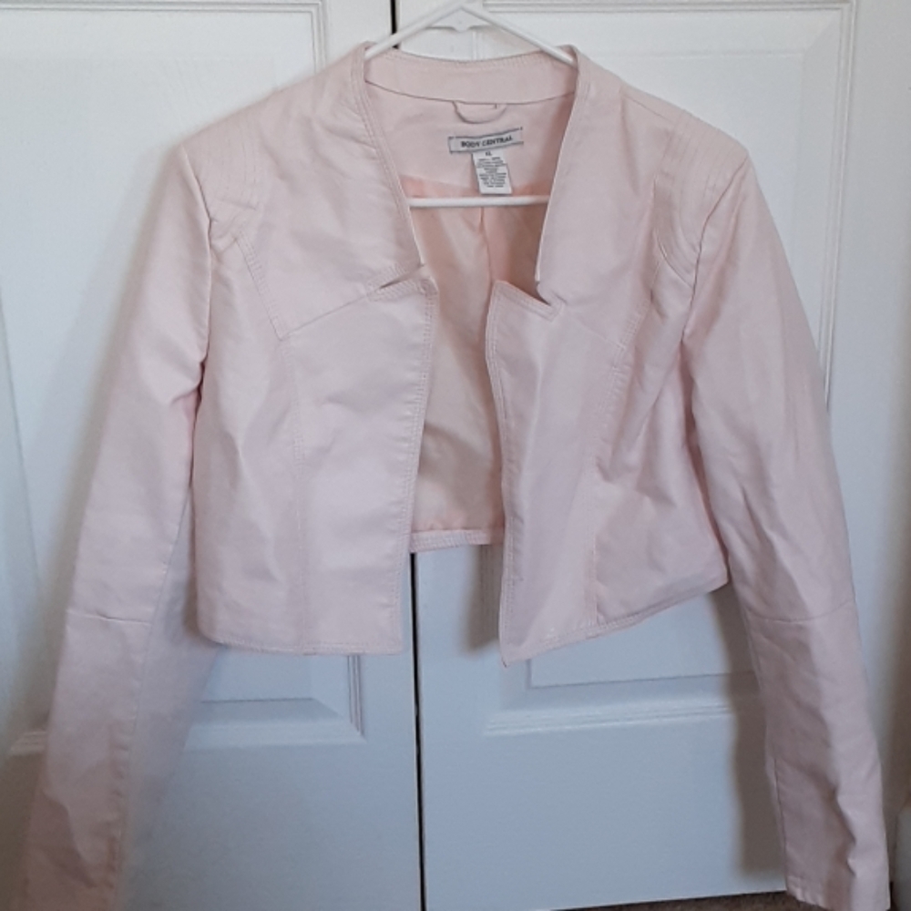 Pink Faux Leather Jacket